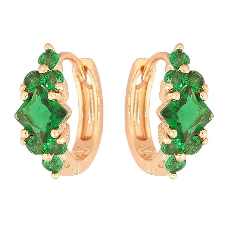 Сережки Xuping M&L Колір 18K колечка «Візерунок з зеленими кристалами» фото №2