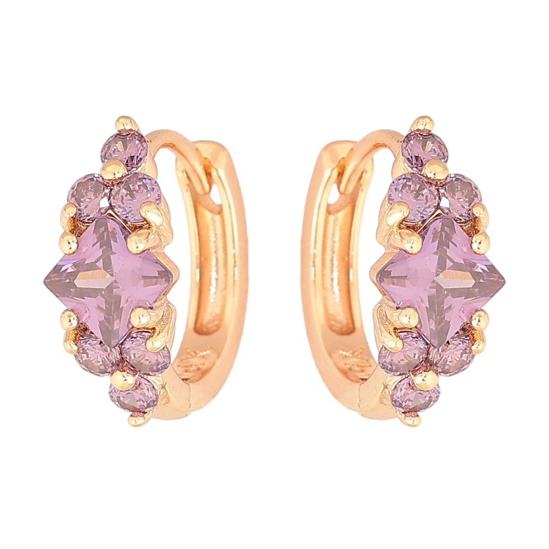 Сережки Xuping M&L Колір 18K колечка «Візерунок з бузковими кристалами» фото №4