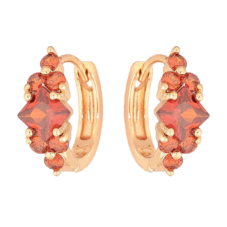 Сережки Xuping M&L Колір 18K колечка «Візерунок з червоними кристалами» фото №1