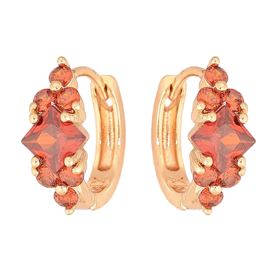 Сережки Xuping M&L Колір 18K колечка «Візерунок з червоними кристалами» фото №1