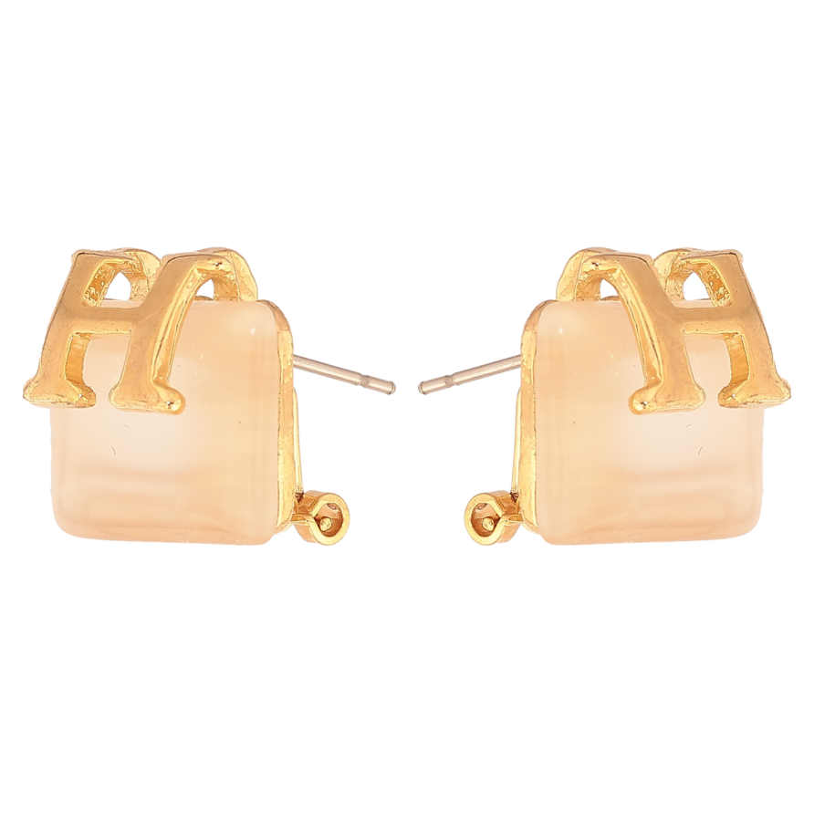 Сережки італійський замок «Котяче око» з літерою Н фото №1