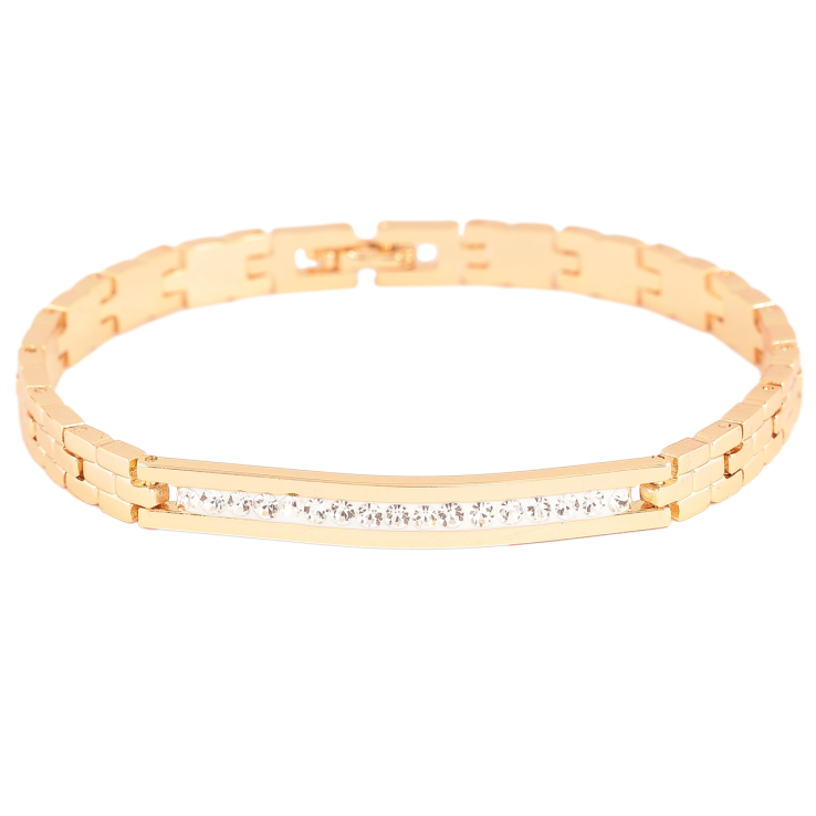 Браслет Xuping Позолота 18K «Браслетний візерунок з доріжкою кристалів» розмір 19.5см х 6мм фото №6