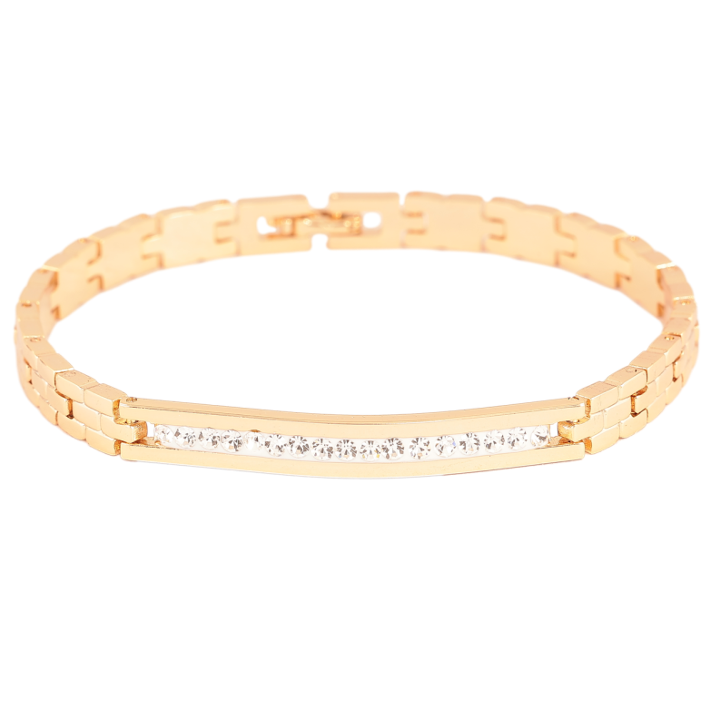 Браслет Xuping Позолота 18K «Браслетний візерунок з доріжкою кристалів» розмір 19.5см х 6мм фото №2