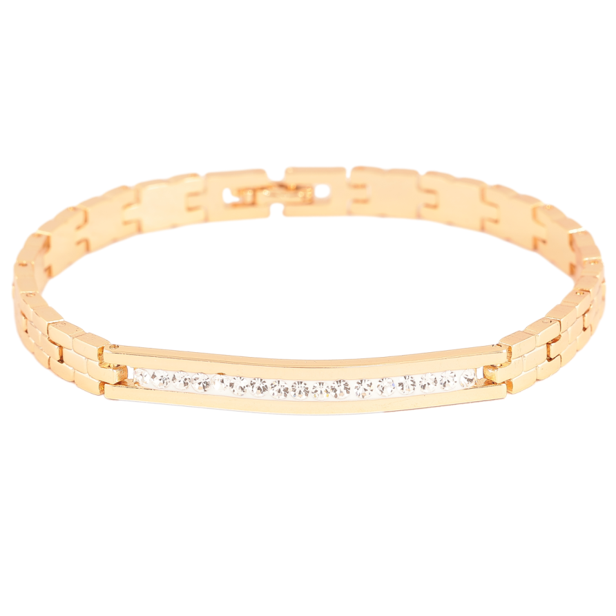 Браслет Xuping Позолота 18K «Браслетний візерунок з доріжкою кристалів» розмір 19.5см х 6мм фото №1