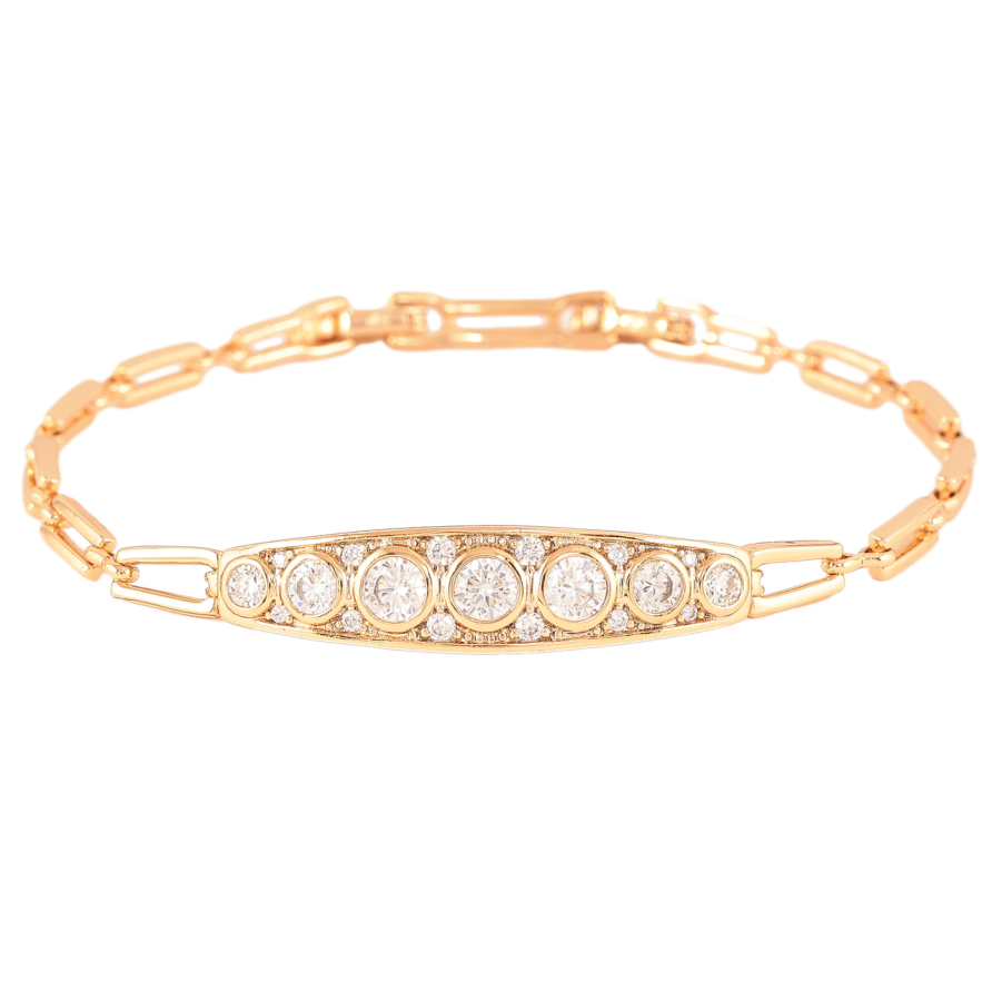 Браслет Xuping Позолота 18K «Візерунок з кристалами» розмір з доп. замком 17.5,19.5см х 4-9мм фото №1