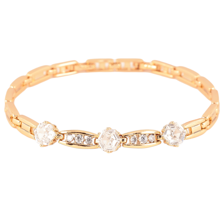 Браслет Xuping Позолота 18K «Візерунок з кристалами» розмір з доп. замком 18,20см х 5-7мм фото №1