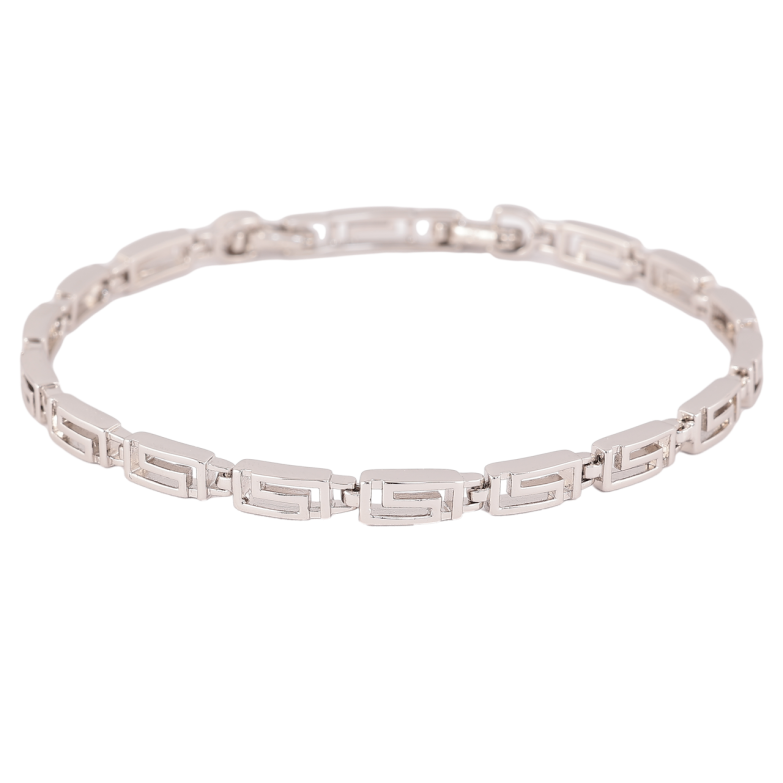 Браслет Xuping Родий Греческий орнамент длинна с доп. замком 18,20см х 4мм фото №2