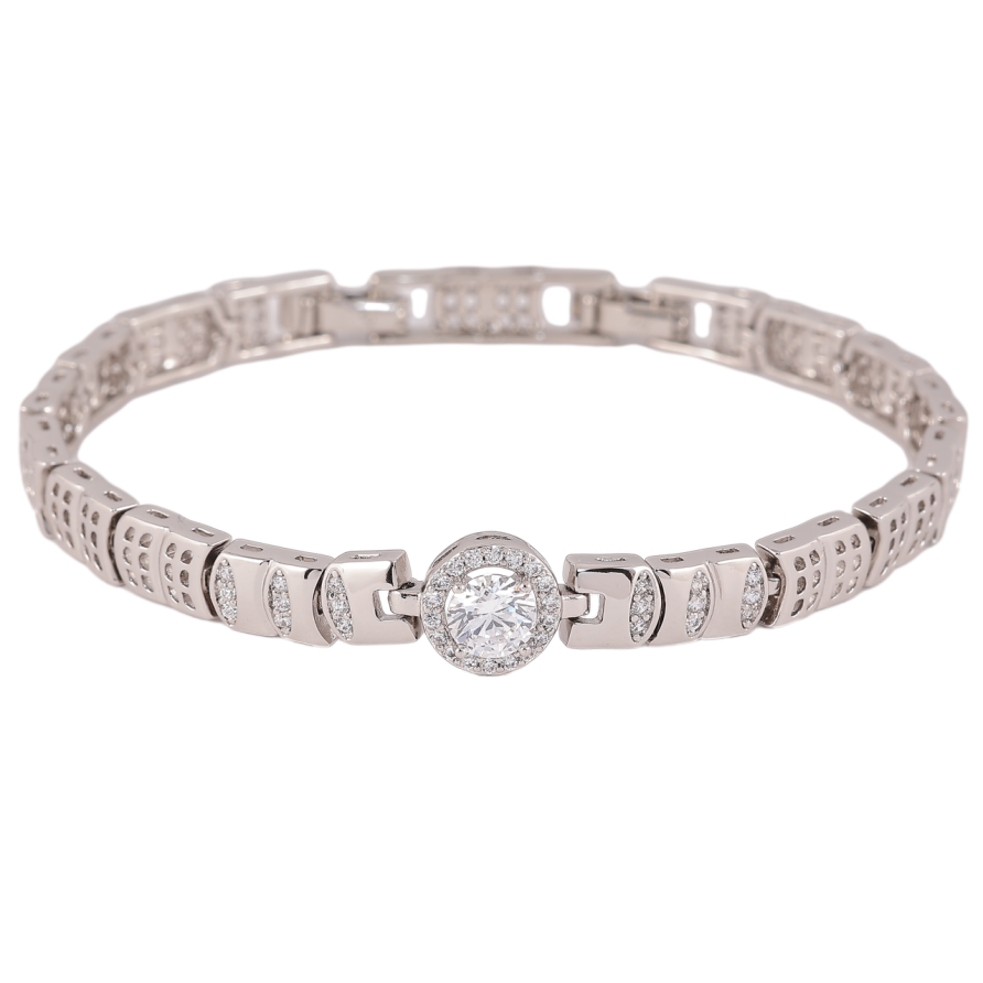 Браслет Xuping Родий Узор с кристаллами длинна с доп. замком 17.5,19.5см х 6-10мм фото №1