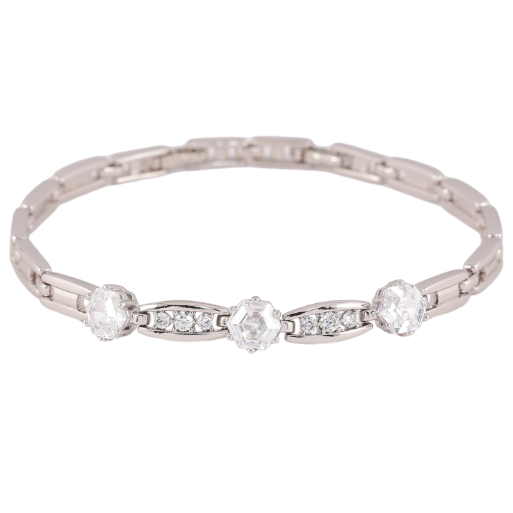 Браслет Xuping Родій «Візерунок з кристалами» довжина з доп. замком 18,20см х 5-7мм фото №18