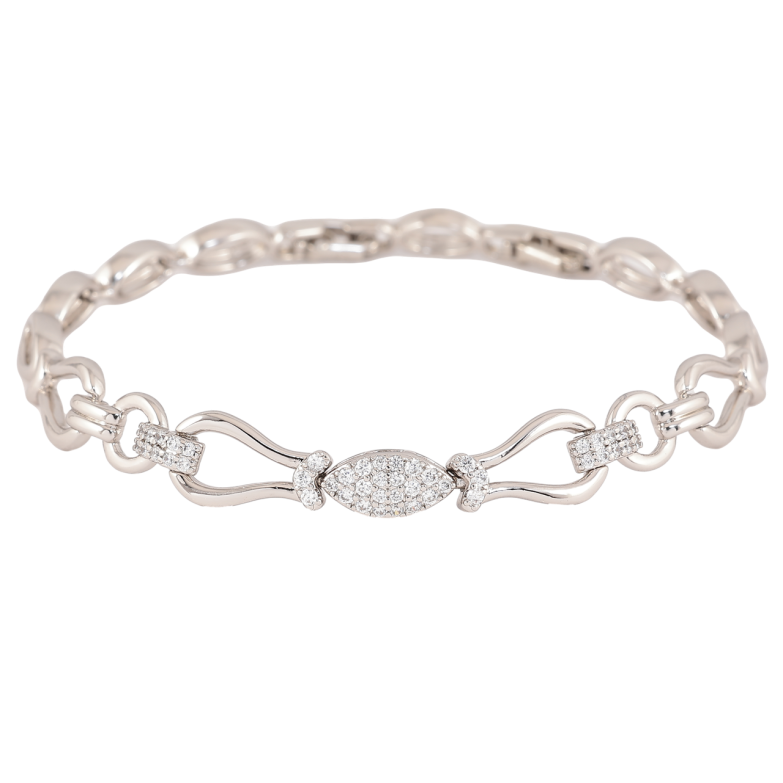 Браслет Xuping Родий Декоративный узор с кристаллами длинна с доп. замком 18,20см х 6-9мм фото №1