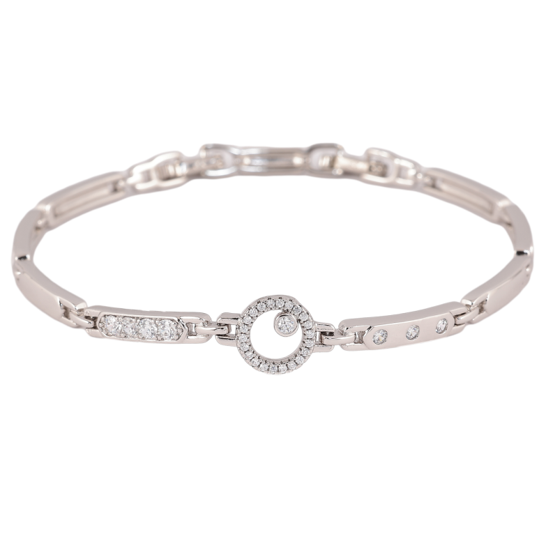 Браслет Xuping Родій «Візерунок з кристалами» довжина з доп. замком 17.5,19.5см х 4-9мм фото №1