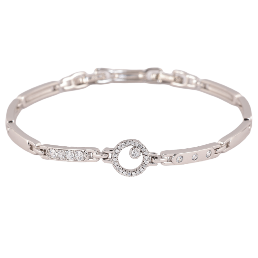 Браслет Xuping Родій «Візерунок з кристалами» довжина з доп. замком 17.5,19.5см х 4-9мм фото №1