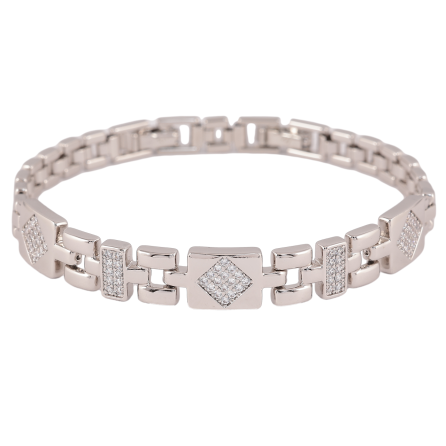 Браслет Xuping Родій «Візерунок з кристалами» довжина з доп. замком 17,19см х 6-9мм фото №1