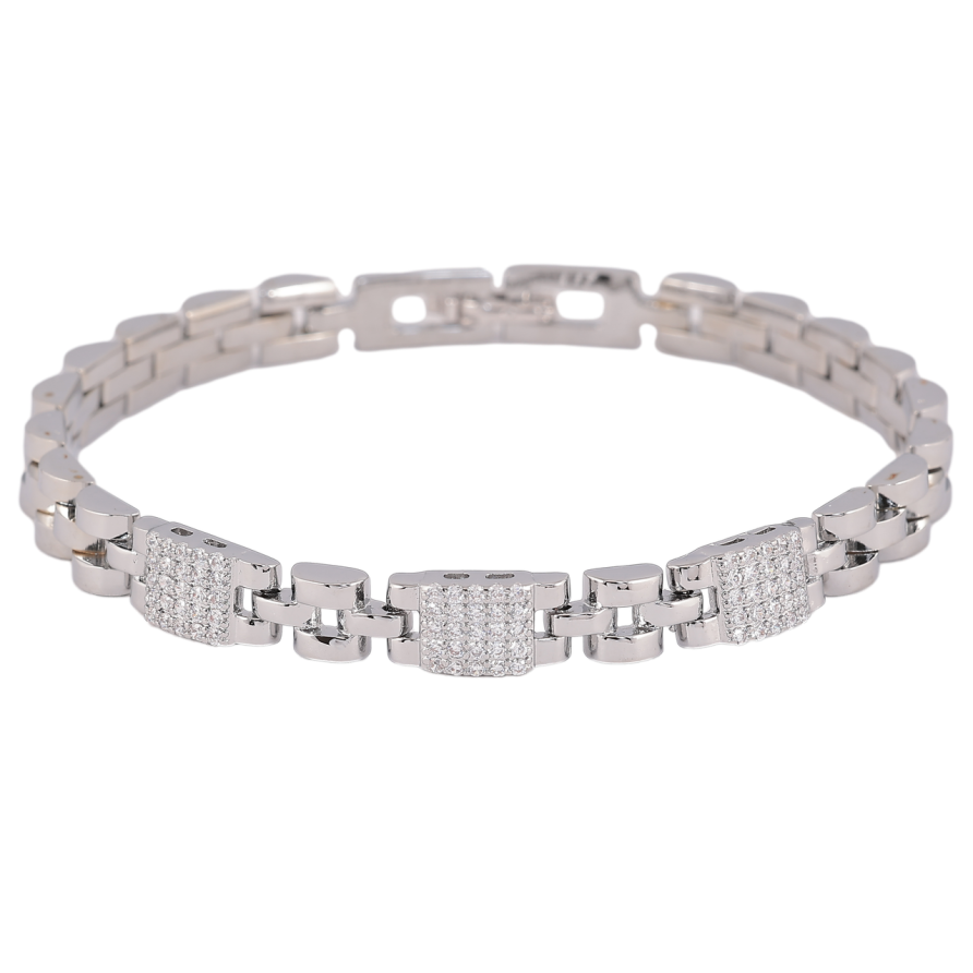 Браслет Xuping M&L Колір Родій «Інкрустація кристалами» довжина 19.5см х 6-7мм фото №1