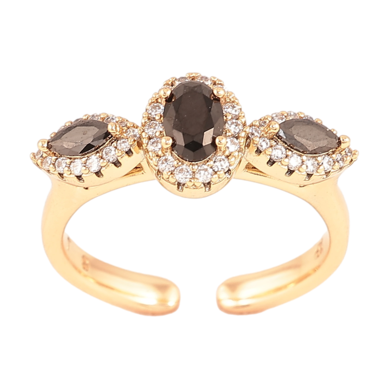 Каблучка Xuping Позолота 18K «Візерунок з чорними кристалами» фото №1