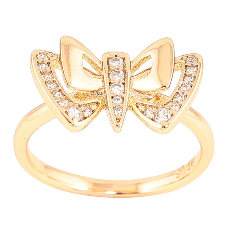 Каблучка Xuping Позолота 18K «Бант з кристалами» фото №1