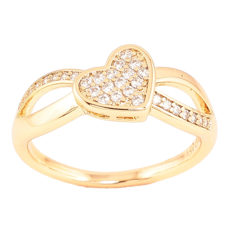 Каблучка Xuping Позолота 18K «Сердечко з кристалами» фото №1