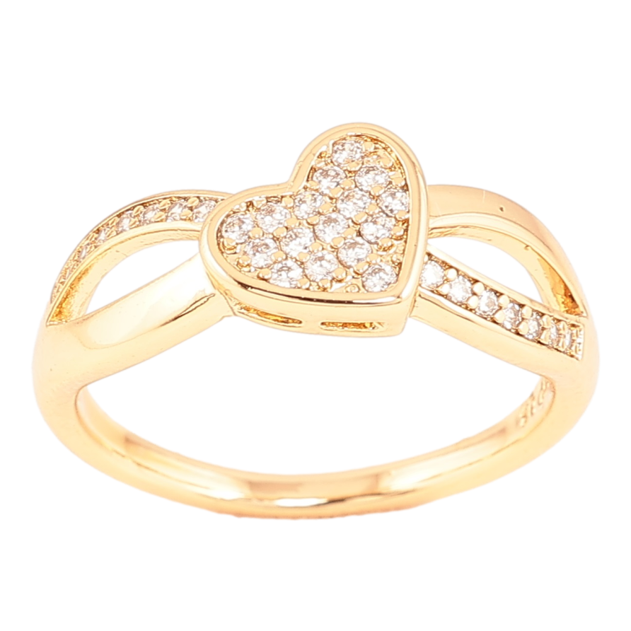 Каблучка Xuping Позолота 18K «Сердечко з кристалами» фото №1