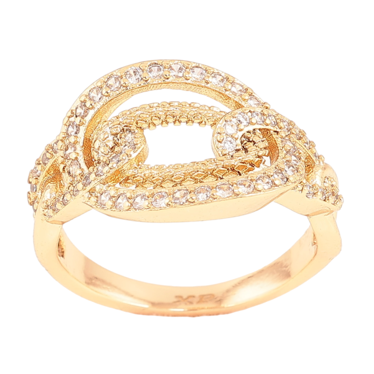 Каблучка Xuping Позолота 18K «Візерунок з кристалами» фото №14