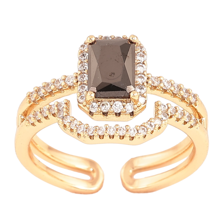 Каблучка Xuping Позолота 18K «Подвійна шинка з інкрустацією кристалами» фото №4