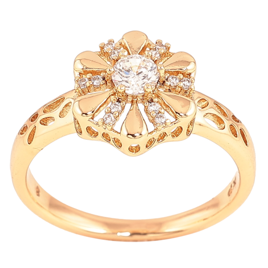 Каблучка Xuping Позолота 18K «Квітка з інкрустацією кристалами» фото №1