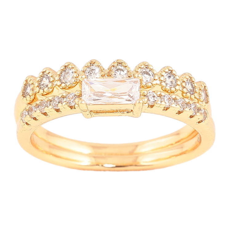 Каблучка Xuping Позолота 18K «Подвійне з доріжками кристалів» фото №5