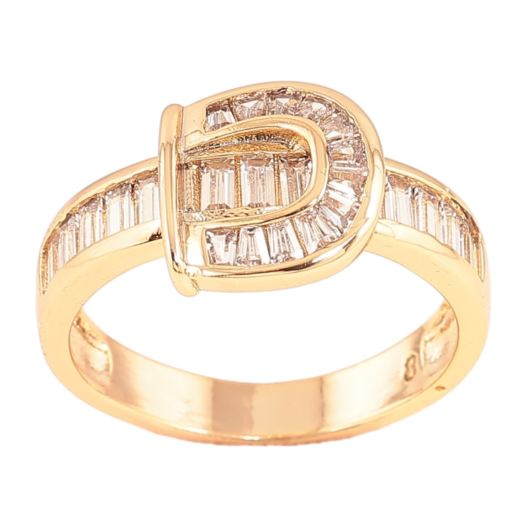 Каблучка Xuping Позолота 18K «Ремінець з кристалами» фото №4