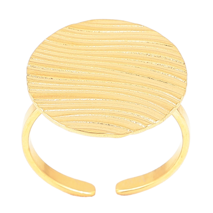 Каблучка Xuping TTM Stainless Steel Колір 14К «Овал з візерунком» фото №1