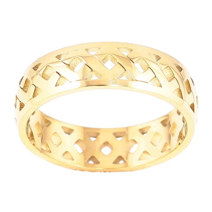 Каблучка Xuping TTM Stainless Steel Колір 14К Різьблений візерунок, шир. 6мм фото №5