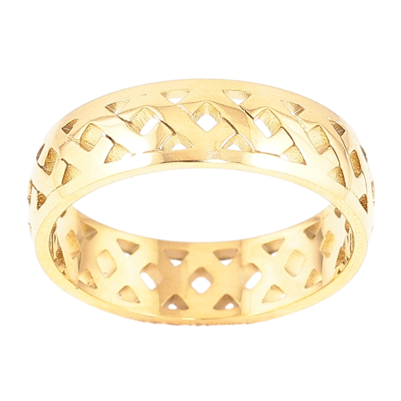 Каблучка Xuping TTM Stainless Steel Колір 14К Різьблений візерунок, шир. 6мм фото №2