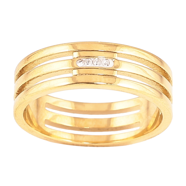 Каблучка Xuping TTM Stainless Steel Колір 14К Візерунок з кристалами, шир. 6мм фото №9