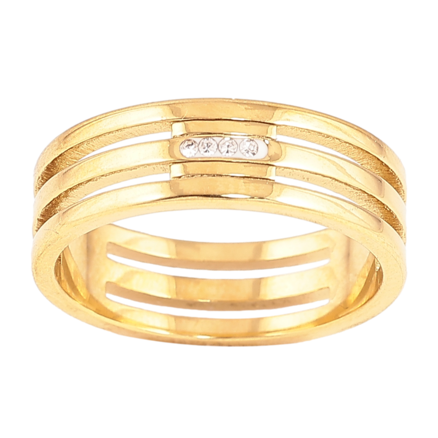 Каблучка Xuping TTM Stainless Steel Колір 14К Візерунок з кристалами, шир. 6мм фото №1