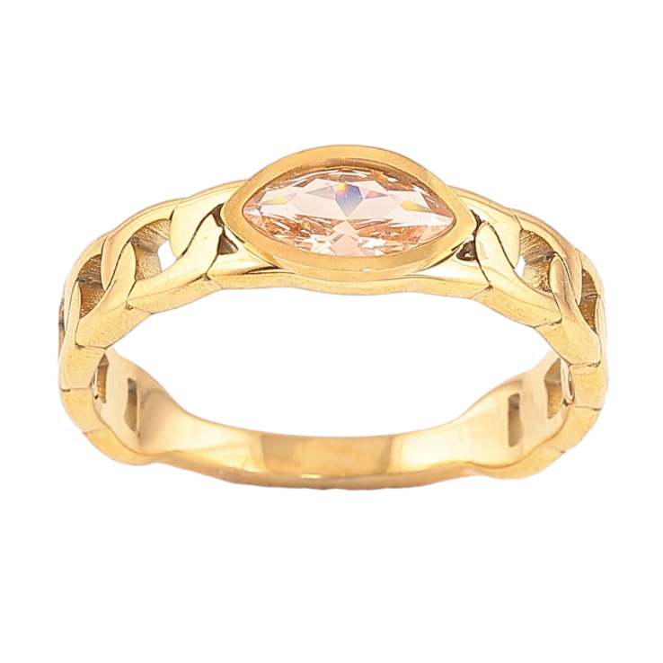 Каблучка Xuping TTM Stainless Steel Колір 14К Візерунок ланцюжок з рожевим кристалом фото №25