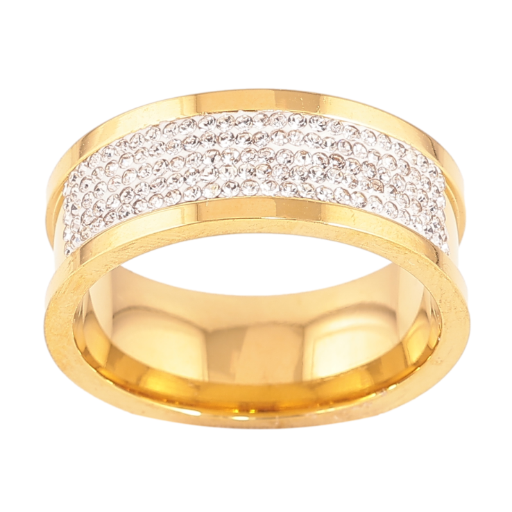 Каблучка Xuping TTM Stainless Steel Колір 14К «Інкрустація кристалами, шир. 8мм» фото №23