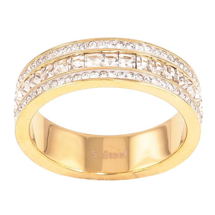 Кольцо Xuping TTM Stainless Steel Цвет 14К Инкрустация кристаллами, шир. 6мм фото №24