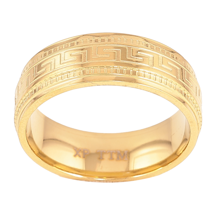 Каблучка Xuping TTM Stainless Steel Колір 14К «Грецький орнамент, шир. 7мм» фото №25