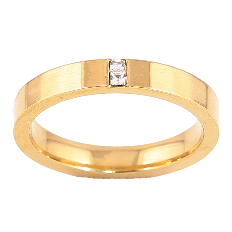 Каблучка Xuping TTM Stainless Steel Колір 14К Вставка кристали, шир. 3.5мм фото №1