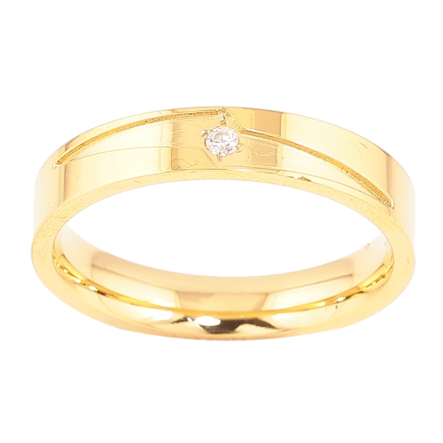 Каблучка Xuping TTM Stainless Steel Колір 14К Візерунок з кристалом, шир. 4мм фото №1