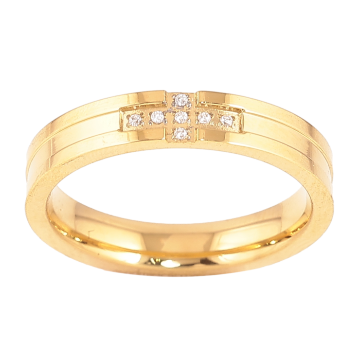 Каблучка Xuping TTM Stainless Steel Колір 14К Візерунок з кристалами, шир. 4мм фото №17