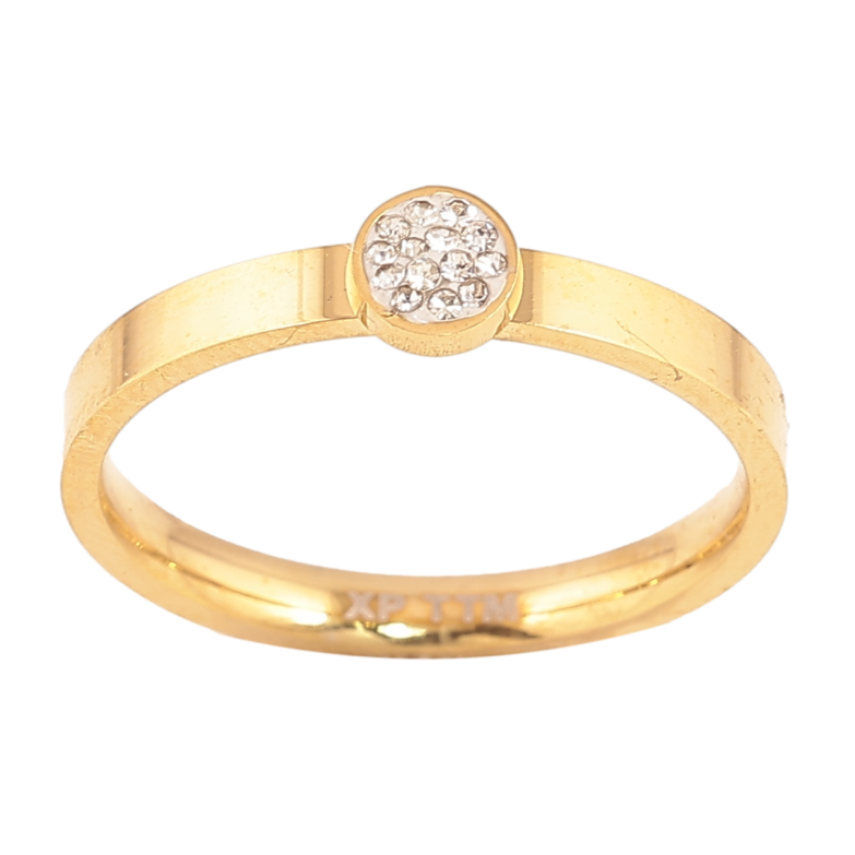 Каблучка Xuping TTM Stainless Steel Колір 14К «Коло з кристалами,» фото №1