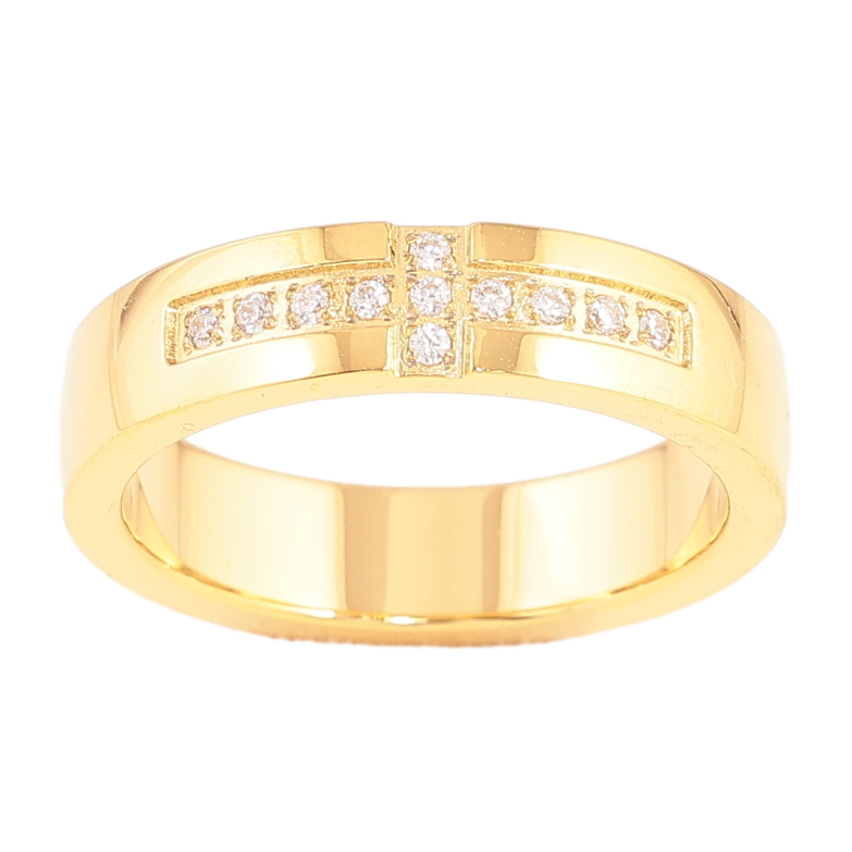 Каблучка Xuping TTM Stainless Steel Колір 14К «Візерунок кристалами, шир. 5мм» фото №4