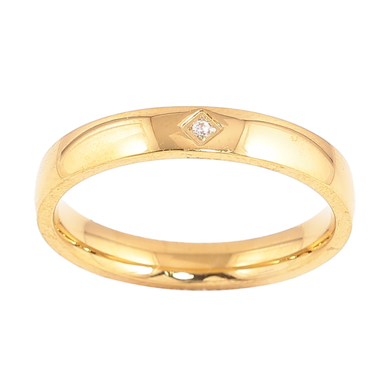 Каблучка Xuping TTM Stainless Steel Колір 14К «Візерунок з кристалом, шир. 3.5мм» фото №3