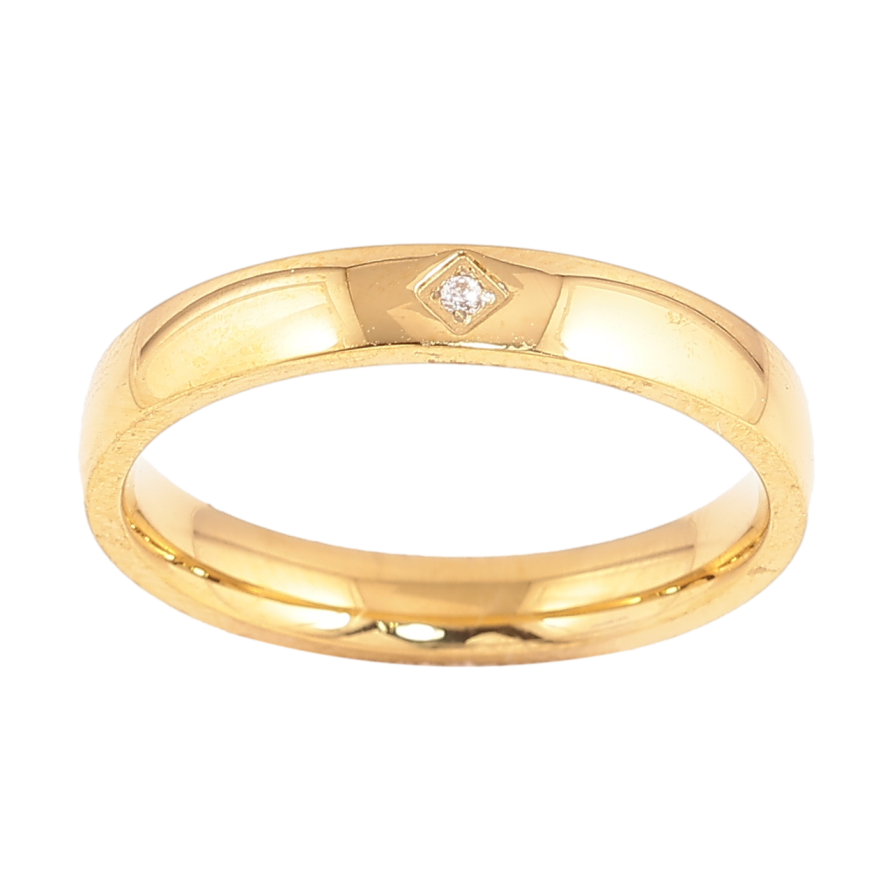 Каблучка Xuping TTM Stainless Steel Колір 14К «Візерунок з кристалом, шир. 3.5мм» фото №1