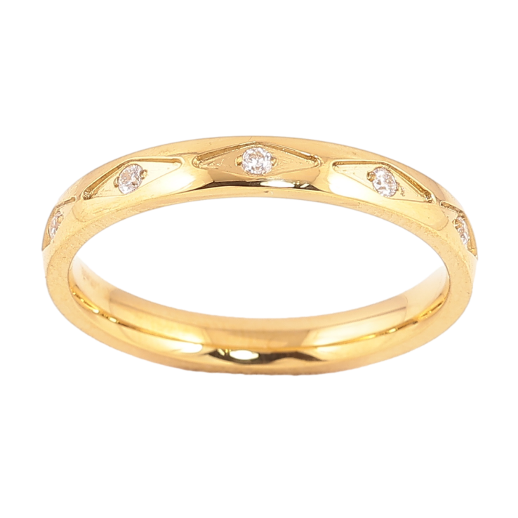 Каблучка Xuping TTM Stainless Steel Колір 14К Візерунок з кристалами, шир. 3мм фото №3
