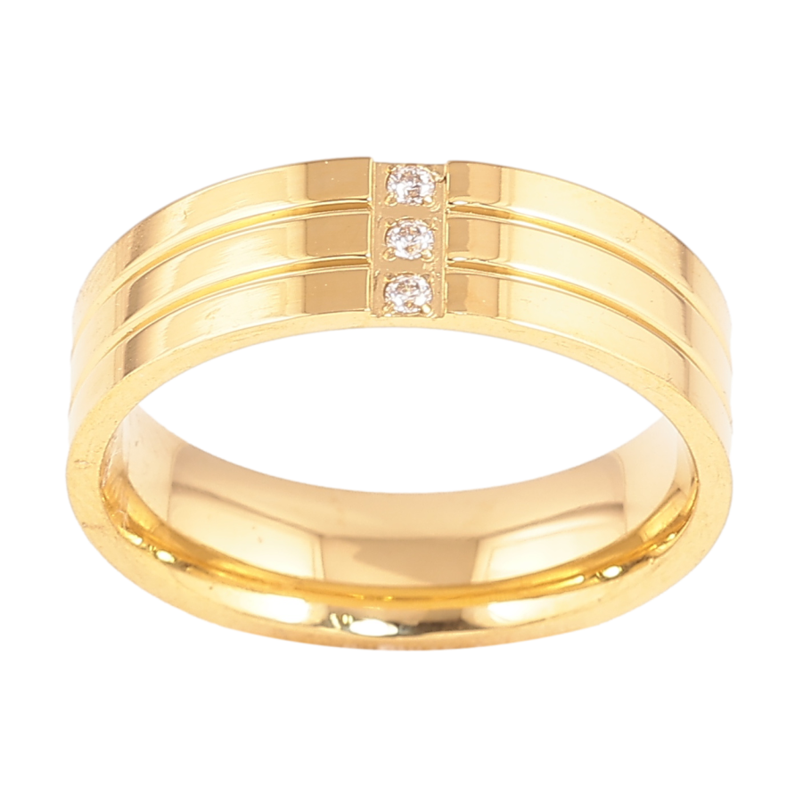 Каблучка Xuping TTM Stainless Steel Колір 14К Візерунок з кристалами, шир. 6мм фото №1