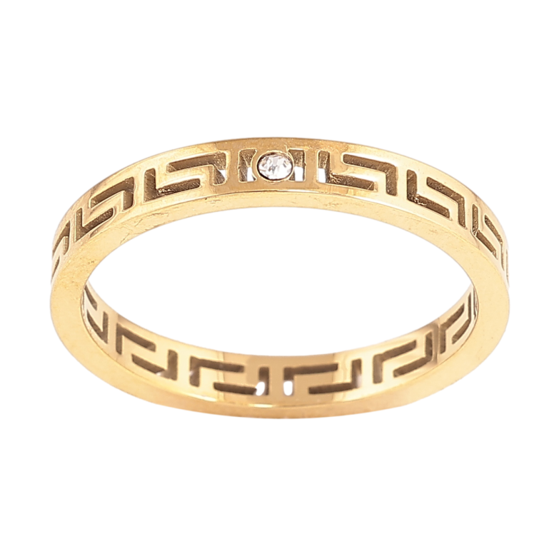 Кольцо Xuping TTM Stainless Steel Цвет 14К Греческий узор, шир. 3мм фото №1