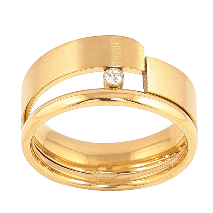 Каблучка Xuping TTM Stainless Steel Колір 14К «Декоративний візерунок з кристалом» фото №24