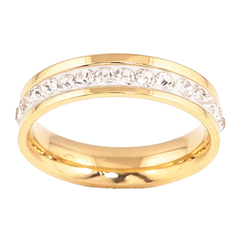 Каблучка Xuping TTM Stainless Steel Колір 14К «Доріжка кристалів, шир. 5мм» фото №5