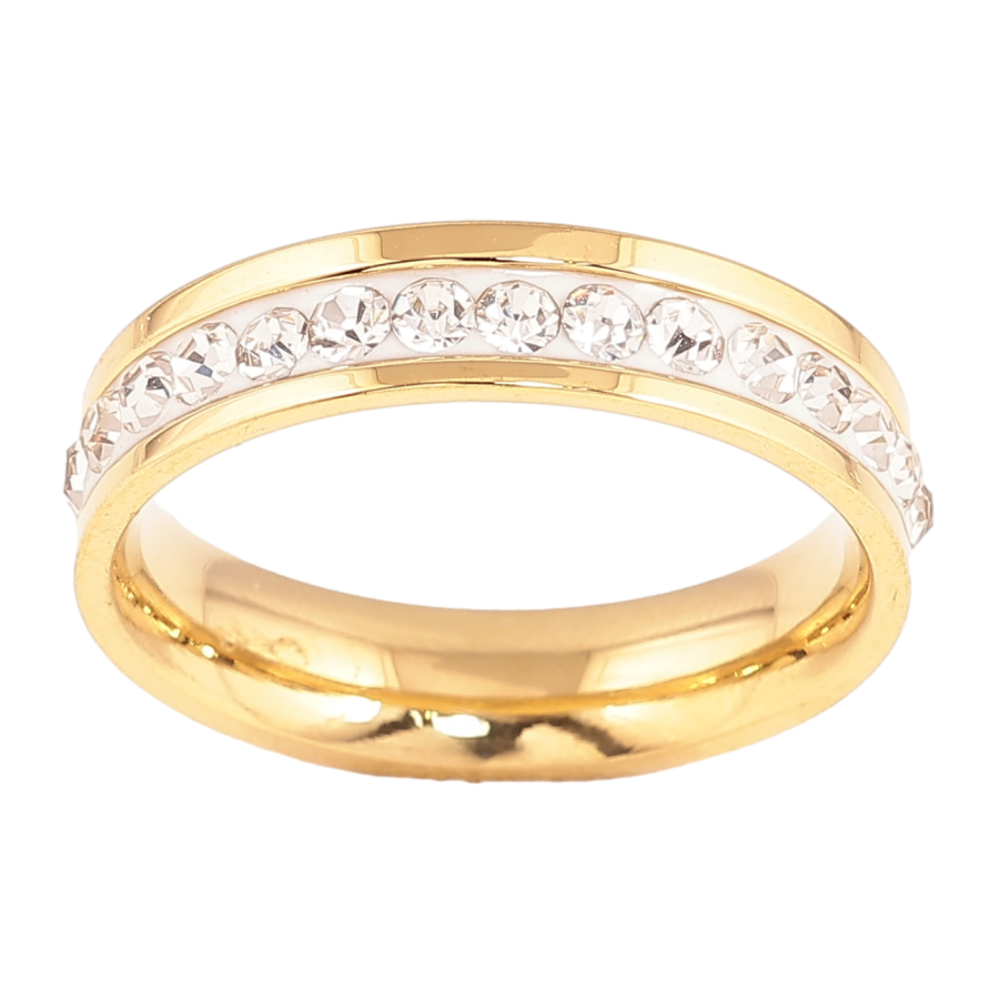 Каблучка Xuping TTM Stainless Steel Колір 14К «Доріжка кристалів, шир. 5мм» фото №1