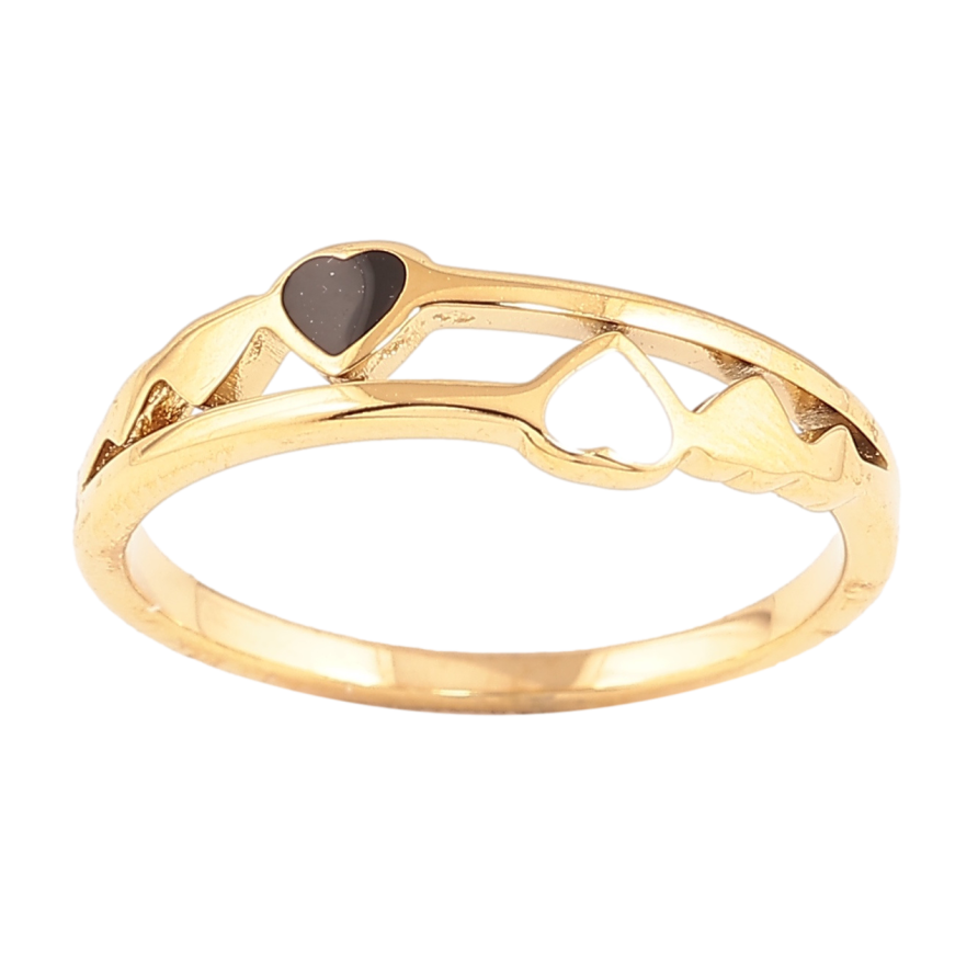 Кольцо Xuping TTM Stainless Steel Цвет 14К Сердечки с черно-белой эмалью фото №1
